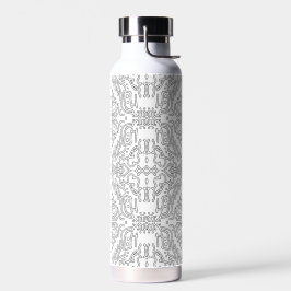Minimalist graues Blumenmuster Trinkflasche