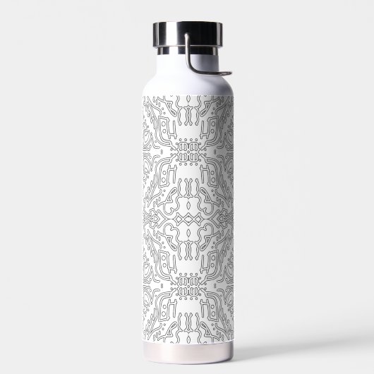 Minimalist graues Blumenmuster Trinkflasche (Links)
