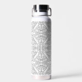 Minimalist graues Blumenmuster Trinkflasche (Rückseite)
