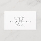 Minimalist Graues Skript-Monogramm-Name  Visitenkarte (Vorderseite)