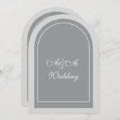 Minimalist Gray and Light Gray Arch Wedding Einladung (Vorne/Hinten)
