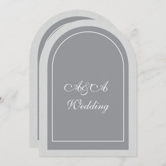 Minimalist Gray and Light Gray Arch Wedding Einladung (Vorne/Hinten)