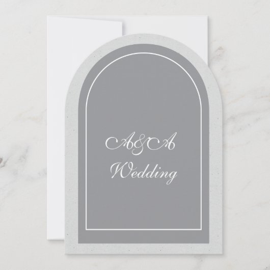 Minimalist Gray and Light Gray Arch Wedding Einladung (Vorderseite)