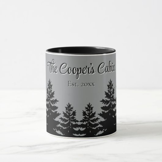 Minimalist gray black pine tree silhouette     tasse (Zentrum)