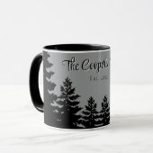 Minimalist gray black pine tree silhouette tasse (Vorderseite Links)