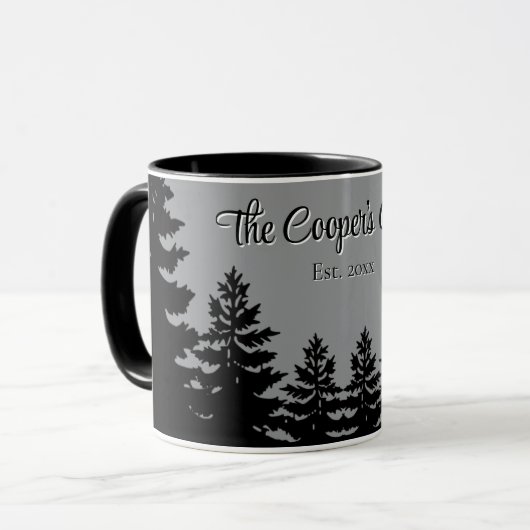 Minimalist gray black pine tree silhouette tasse (Vorderseite Links)
