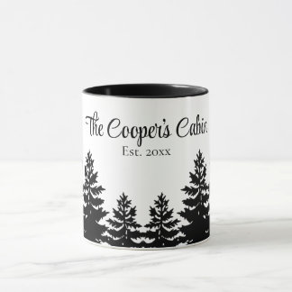 Minimalist gray black pine tree silhouette tasse