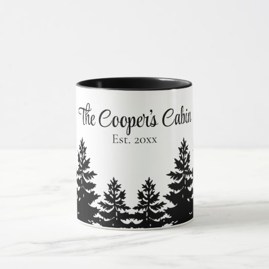 Minimalist gray black pine tree silhouette tasse (Zentrum)