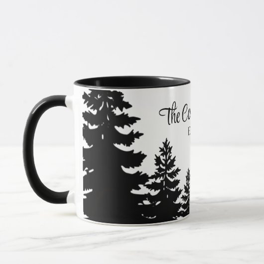 Minimalist gray black pine tree silhouette     tasse (Links)