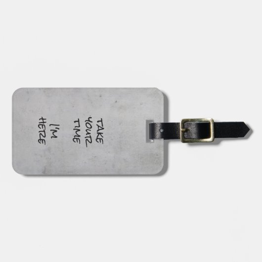 Minimalist Gray Concrete Black Script and Text Gepäckanhänger (Vorderseite horizontal)