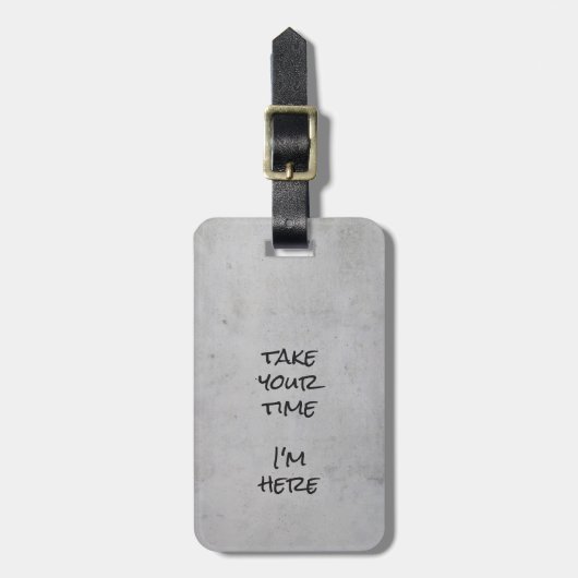 Minimalist Gray Concrete Black Script and Text Gepäckanhänger (Vorderseite vertikal)