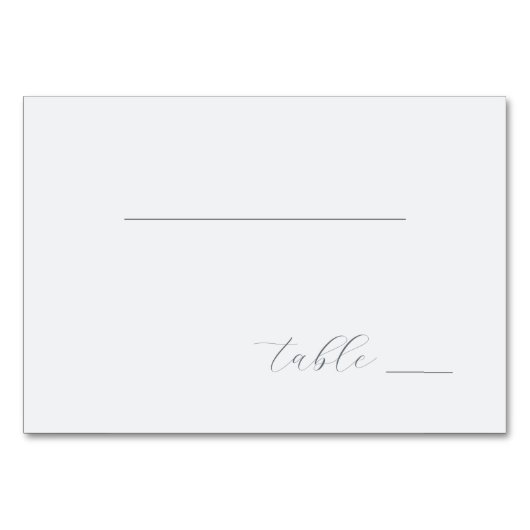 Minimalist Gray Cursive Lines Tischnummer (Vorderseite)