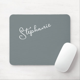 Minimalist Gray Personalized Script Name Office Mousepad
