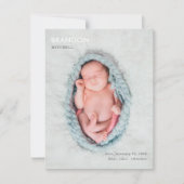 Minimalist Gray Photo Baby Announcement Flat Card (Vorderseite)