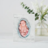 Minimalist Gray Photo Baby Announcement Flat Card (Stehend Vorderseite)