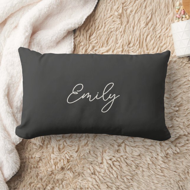 Minimalist Gray Script Name Dorm Pillow  Lendenkissen (Decke)