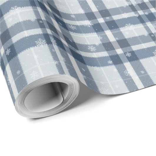 Minimalist Gray & Silver Winter Plaid Geschenkpapier (Rolleneckpunkt)