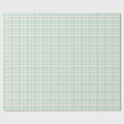 Minimalist Green & Blue Grid PatternWrapping Paper Geschenkpapier (Flach)