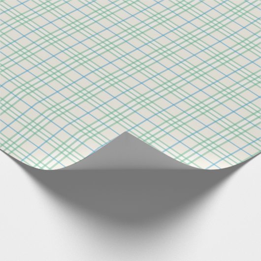 Minimalist Green & Blue Grid PatternWrapping Paper Geschenkpapier (Ecke)