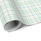 Minimalist Green & Blue Grid PatternWrapping Paper Geschenkpapier (Rolleneckpunkt)