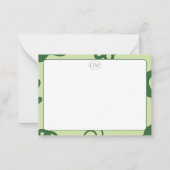 Minimalist Green Border Monogram Note Card Mitteilungskarte (Vorderseite)