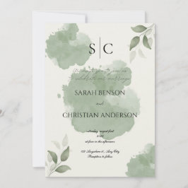 Minimalist Green Botanical Wedding Invitation Einladung