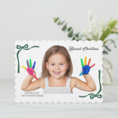 Minimalist Green Bows Blessing Christmas Einladung (Stehend Vorderseite)