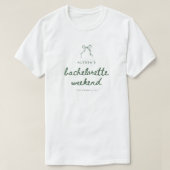 Minimalist Green Coquette Bow Bachelorette Weekend T-Shirt (Design vorne)