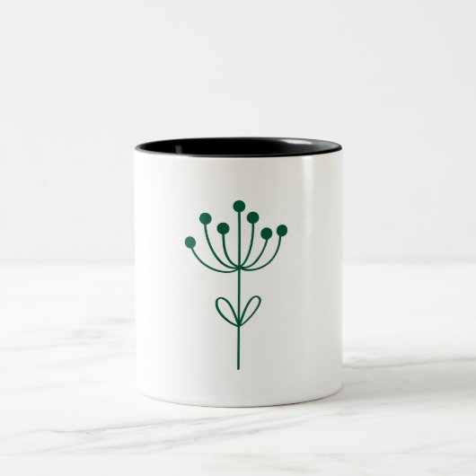 Minimalist Green Design Botanical  Zweifarbige Tasse (Mittel)