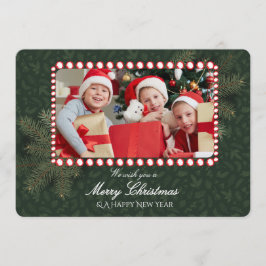 Minimalist Green Gold Merry Christmas Handwriting  Einladung