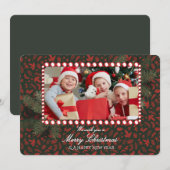 Minimalist Green Gold Merry Christmas Handwriting  Einladung (Vorne/Hinten)