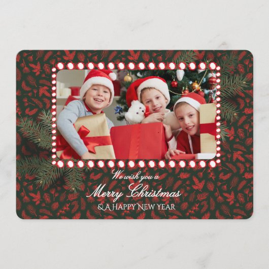 Minimalist Green Gold Merry Christmas Handwriting  Einladung (Vorderseite)