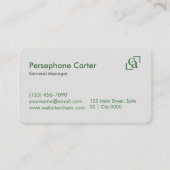 Minimalist Green Gray Clean Modern Managers Visitenkarte (Vorderseite)