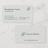 Minimalist Green Gray Clean Modern Managers Visitenkarte (Vorne/Hinten)