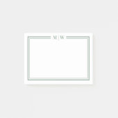 Minimalist Green Monogram Post-it Klebezettel (Vorderseite)