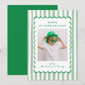 Minimalist Green Stripes St. Patrick's Day Photo Feiertagskarte (Vorne/Hinten)