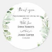 Minimalist Greenery Thank You Round Sticker (Vorderseite)