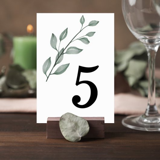 Minimalist Greenery Wedding Table Number Card Tischnummer