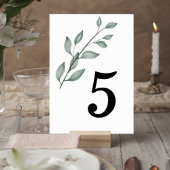 Minimalist Greenery Wedding Table Number Card Tischnummer