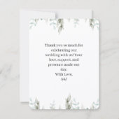 Minimalist Greenery Wedding Thank You Card (Rückseite)