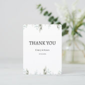 Minimalist Greenery Wedding Thank You Card (Stehend Vorderseite)