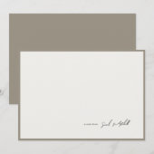 Minimalist Greige Border Personalized Script Mitteilungskarte (Vorne/Hinten)