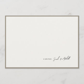 Minimalist Greige Border Personalized Script Mitteilungskarte