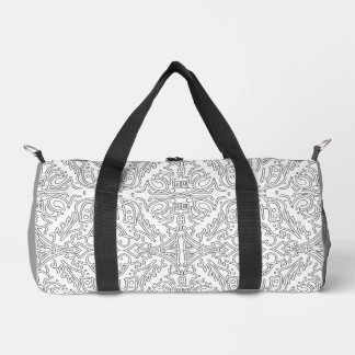 Minimalist Grey Floral Pattern Duffle Bag
