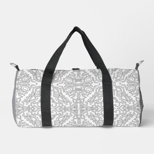 Minimalist Grey Floral Pattern Duffle Bag (Vorderseite)