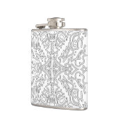 Minimalist Grey Floral Pattern Flachmann (Links)