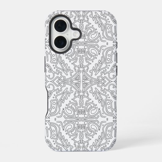 Minimalist Grey Floral Pattern iPhone 16 Hülle (Rückseite)