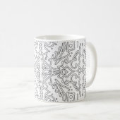 Minimalist Grey Floral Pattern Kaffeetasse (VorderseiteRechts)