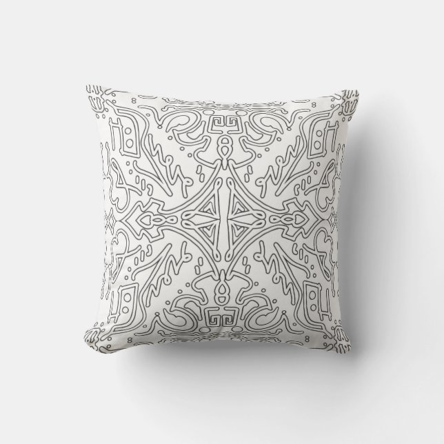 Minimalist Grey Floral Pattern Kissen (Vorderseite)