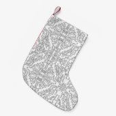 Minimalist Grey Floral Pattern Kleiner Weihnachtsstrumpf (Vorderansicht (hängend))